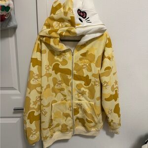 Hello Kitty Camouflage Hoodies Oversized Jacket L